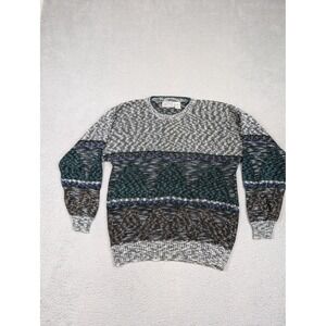 Vintage Method Sweater Mens Large Multicolor Geometric Knit Crewneck‎ 90s